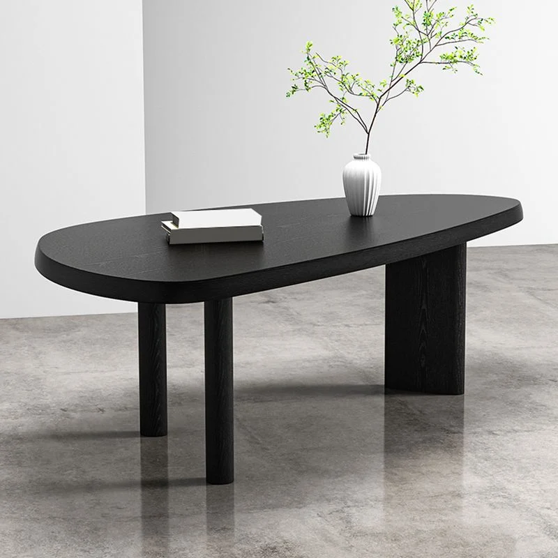 Table de bureau pour ordinateur portable de forme irrégulière, bureau d'écriture en bois noir/marron Clearhalo