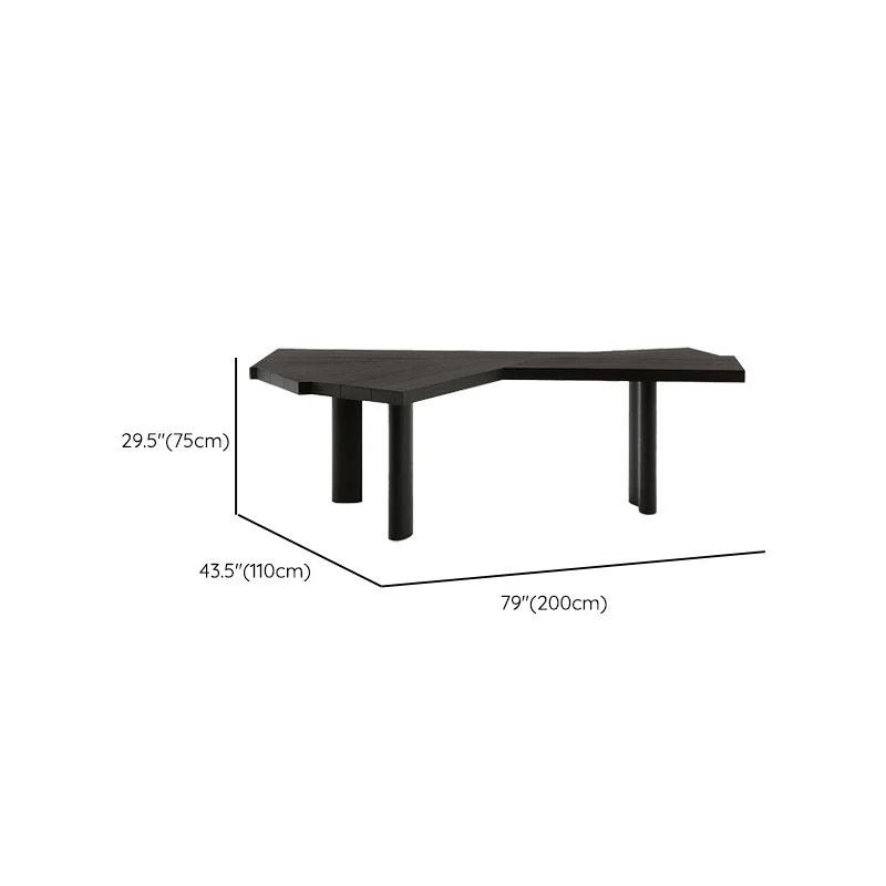 Table de bureau pour ordinateur portable de forme libre, bureau d'écriture en bois noir avec 3 pieds Clearhalo