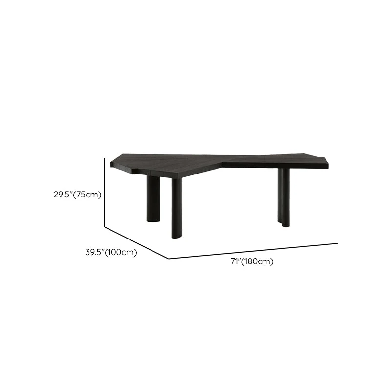 Table de bureau pour ordinateur portable de forme libre, bureau d'écriture en bois noir avec 3 pieds Clearhalo