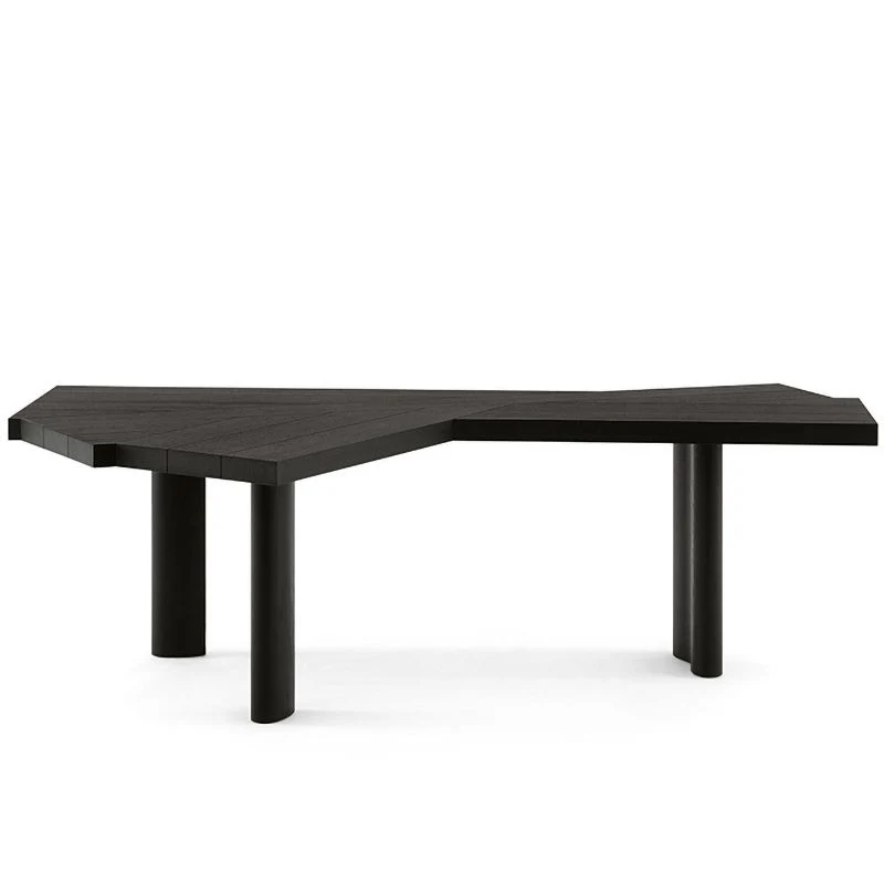 Table de bureau pour ordinateur portable de forme libre, bureau d'écriture en bois noir avec 3 pieds Clearhalo