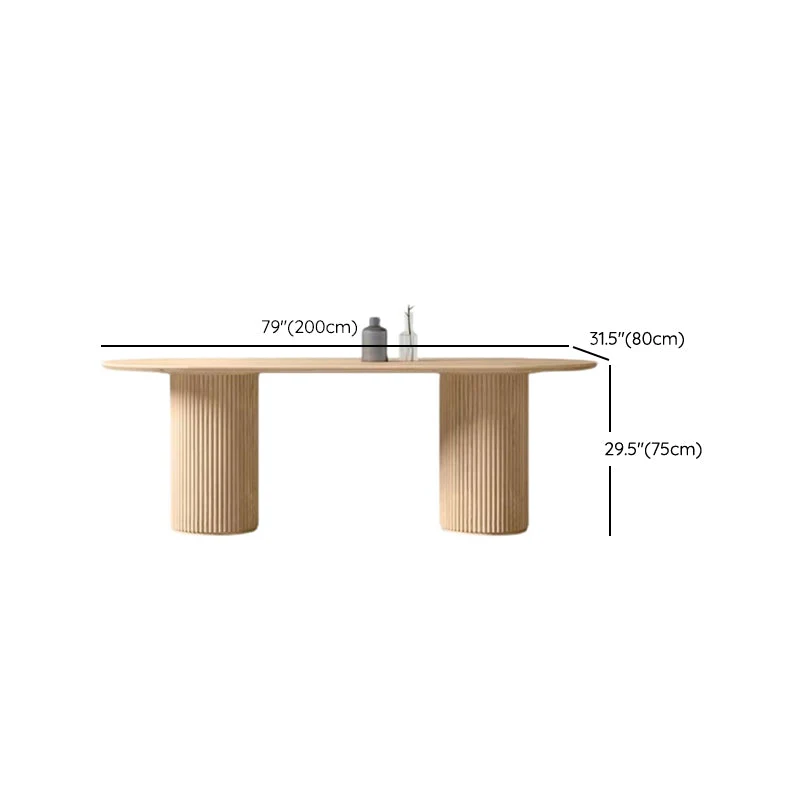 Table de bureau pour ordinateur portable de forme ovale, bureau d'écriture en bois naturel Clearhalo
