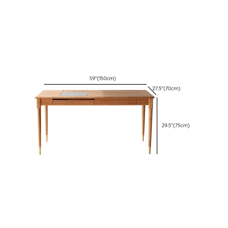 Table de bureau pour ordinateur portable de forme rectangulaire, bureau d'écriture en bois marron Clearhalo