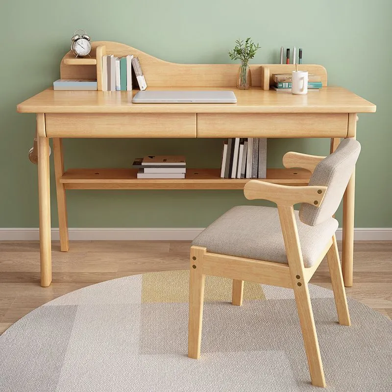 Table de bureau pour ordinateur portable de forme rectangulaire réversible dans un bureau naturel avec 1/2 tiroirs Clearhalo