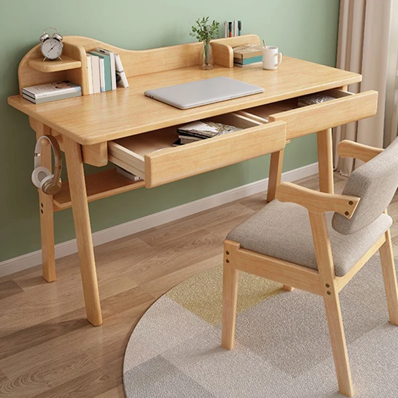Table de bureau pour ordinateur portable de forme rectangulaire réversible dans un bureau naturel avec 1/2 tiroirs Clearhalo