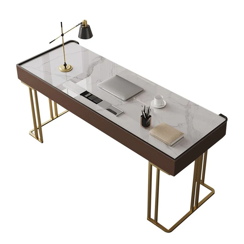Table de bureau pour ordinateur portable de forme rectangulaire réversible en grisBureau d'écriture avec 3 tiroirs Clearhalo