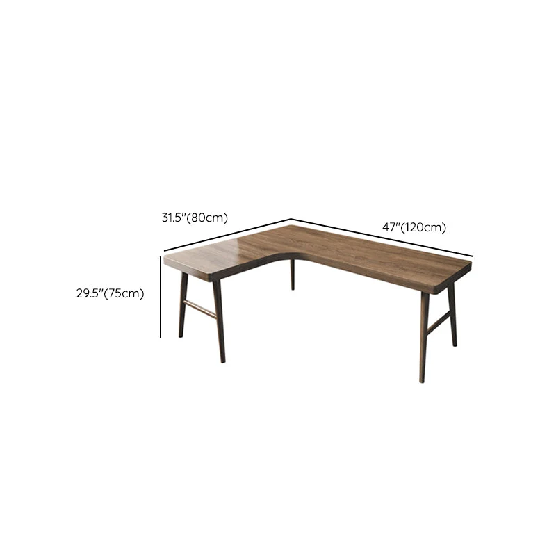 Table de bureau pour ordinateur portable en forme de L, bureau en bois marron avec 3 pieds Clearhalo