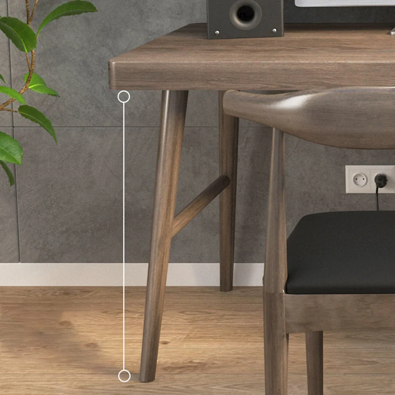 Table de bureau pour ordinateur portable en forme de L, bureau en bois marron avec 3 pieds Clearhalo