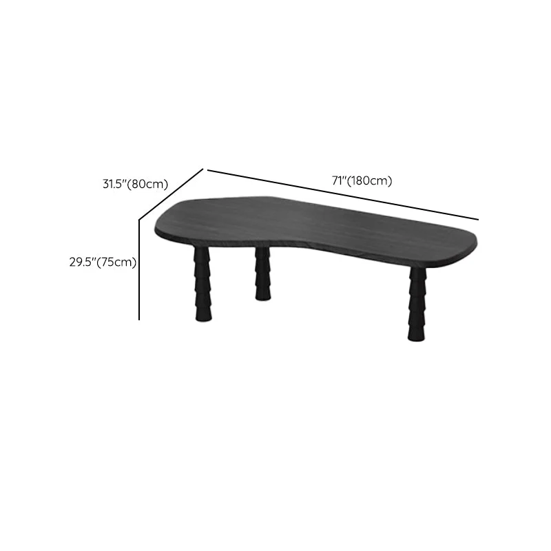 Table de bureau pour ordinateur portable de forme libre, bureau d'écriture en bois massif noir Clearhalo