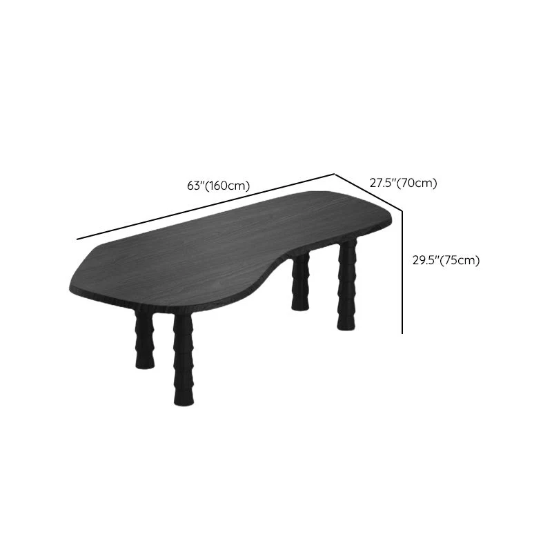 Table de bureau pour ordinateur portable de forme libre, bureau d'écriture en bois massif noir Clearhalo