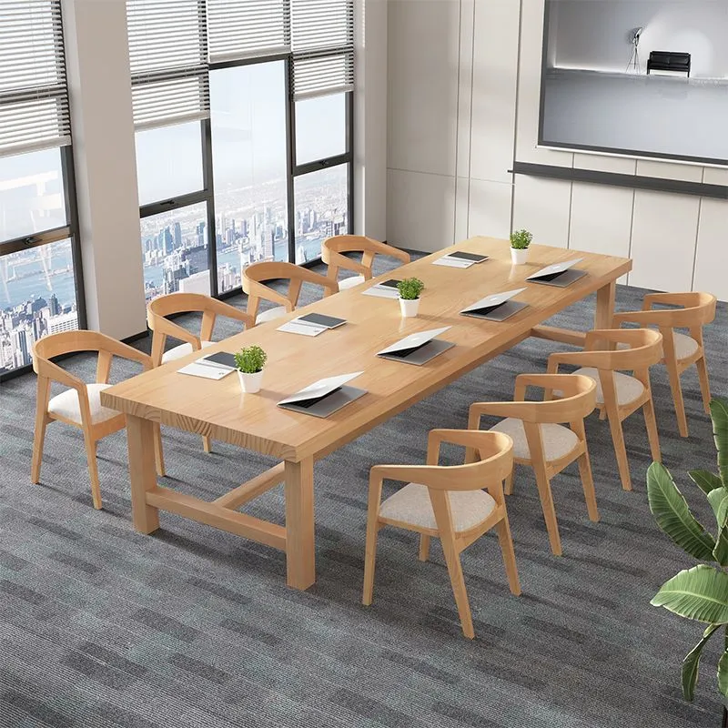 Table de bureau pour ordinateur portable de forme rectangulaire en bois massif naturel Clearhalo