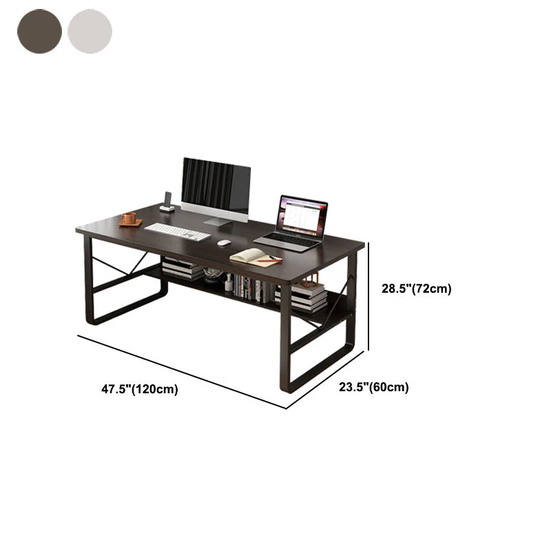 Table de bureau rectangulaire en bois et acier, bureau industriel avec étagère Clearhalo