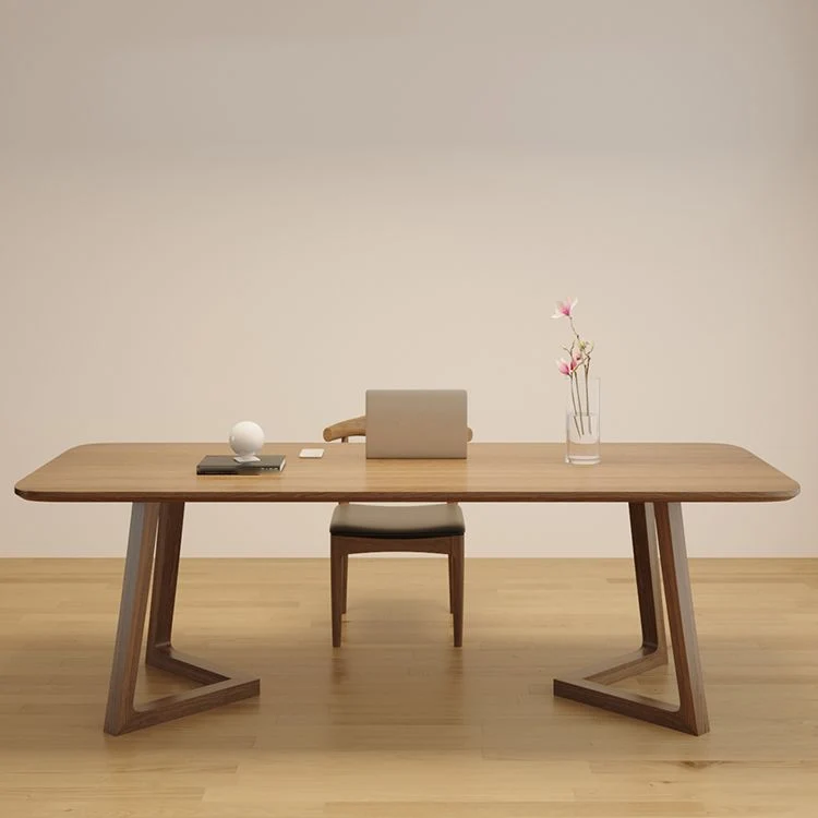 Table de bureau rectangulaire en bois massif, table d'écriture de style moderne Clearhalo