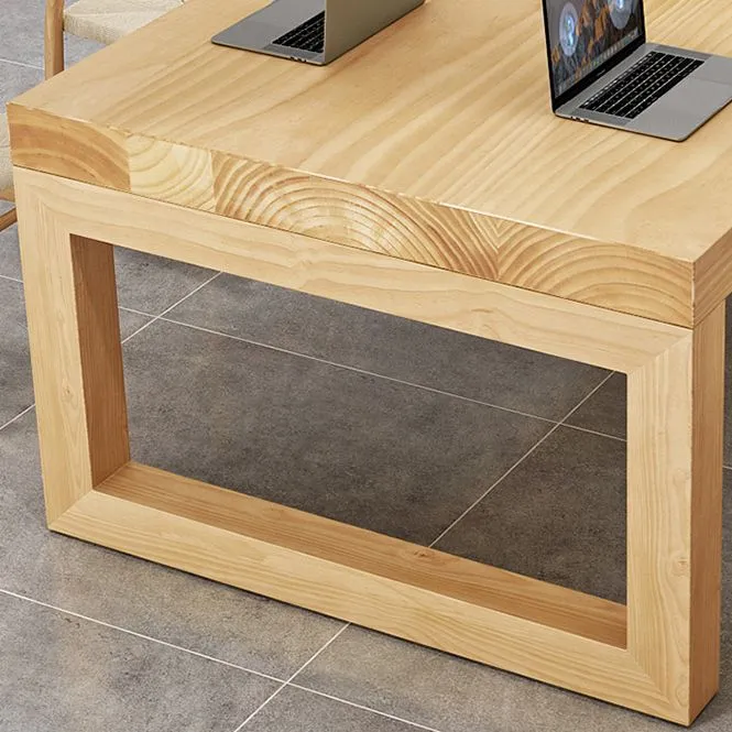 Table de bureau rectangulaire, bureau de réunion moderne en bois massif avec base luge Clearhalo