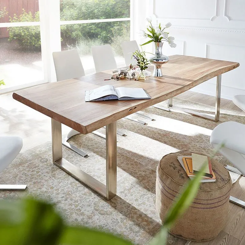 Table de bureau rectangulaire, bureau de travail industriel à base de traîneau en bois massif Clearhalo