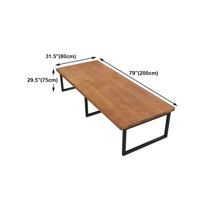 Table de bureau rectangulaire couleur bois industriel, table fixe en bois massif Clearhalo