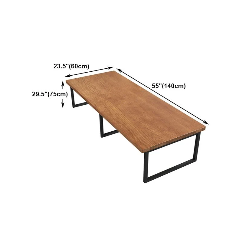 Table de bureau rectangulaire couleur bois industriel, table fixe en bois massif Clearhalo