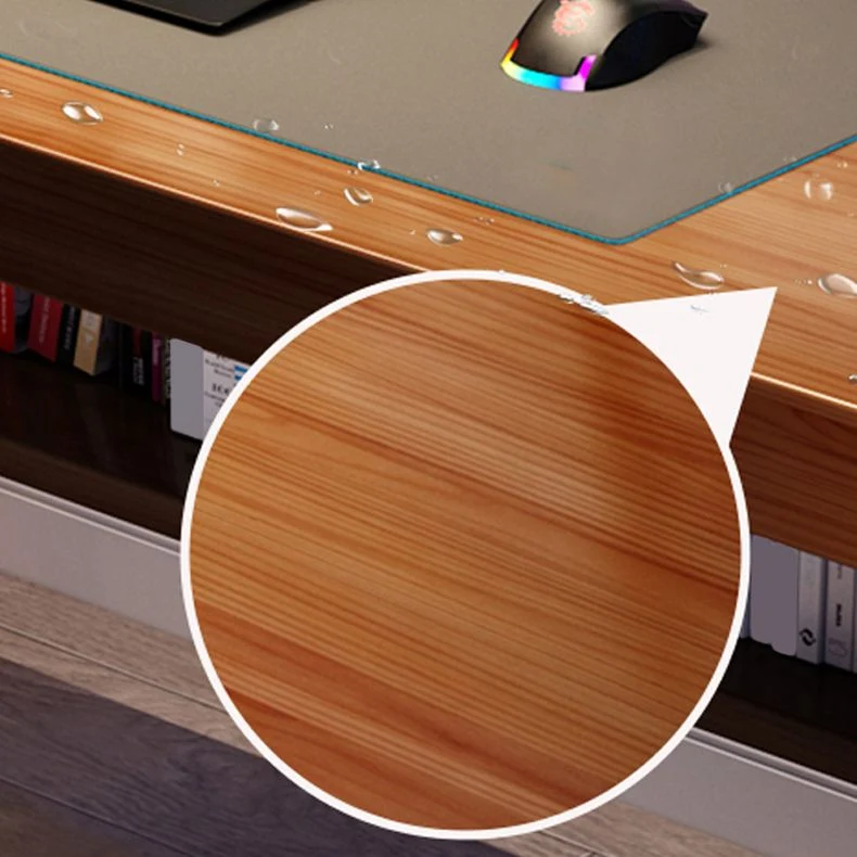 Table de bureau rectangulaire pour chambre à coucher, bureau d'écriture en bois massif avec étagères Clearhalo