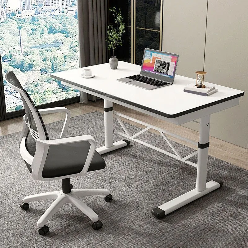 Table de bureau réglable rectangulaire, bureau d'écriture en bois moderne Clearhalo