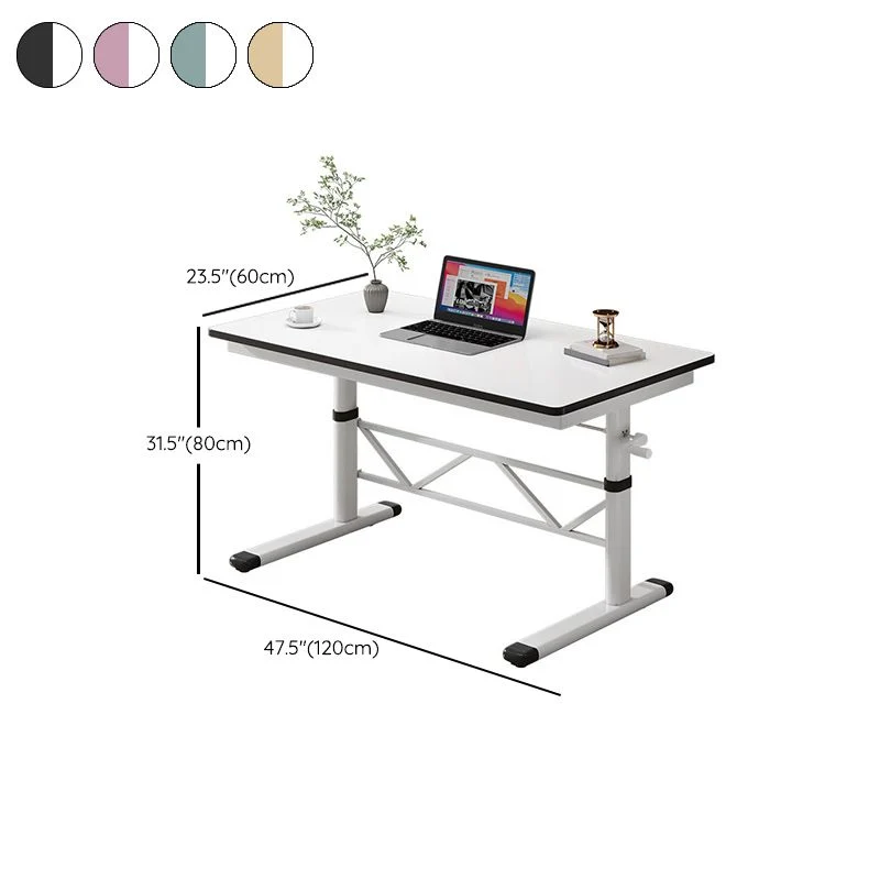 Table de bureau réglable rectangulaire, bureau d'écriture en bois moderne Clearhalo