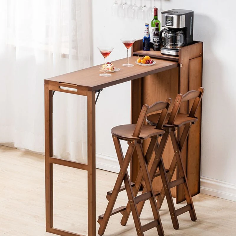 Table de comptoir en bois pliable industrielle, ensemble de Table de Bar 1/2/3/5 pièces pour balcon Clearhalo