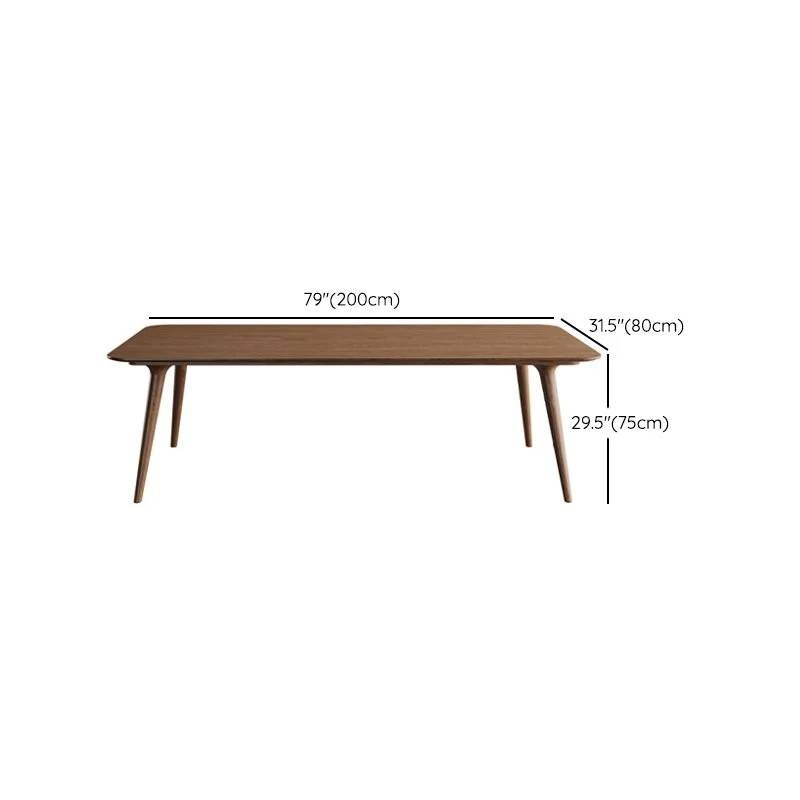 Table de conférence en bois de forme rectangulaire, bureau de travail à 4 pieds en marron Clearhalo