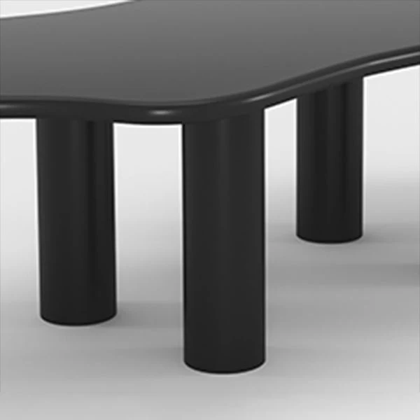 Table de conférence de bureau de forme irrégulière, bureau d'écriture en bois noir Clearhalo