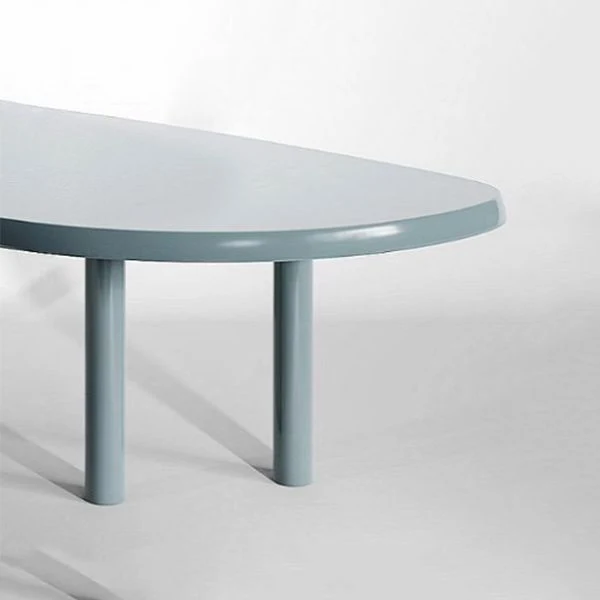 Table de conférence de bureau de forme irrégulière, bureau d'écriture en bois bleu Clearhalo