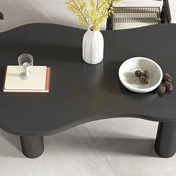 Table de conférence de bureau de forme irrégulière, bureau d'écriture en bois blanc/noir Clearhalo