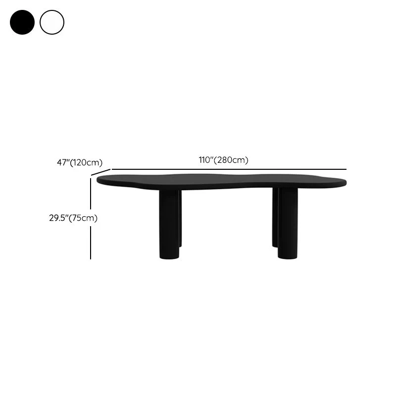 Table de conférence de bureau de forme irrégulière, bureau d'écriture en bois blanc/noir Clearhalo