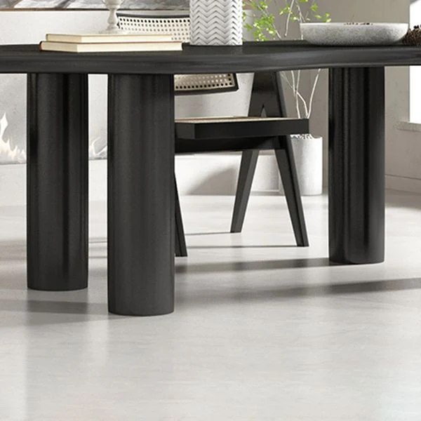 Table de conférence de bureau de forme irrégulière, bureau d'écriture en bois blanc/noir Clearhalo