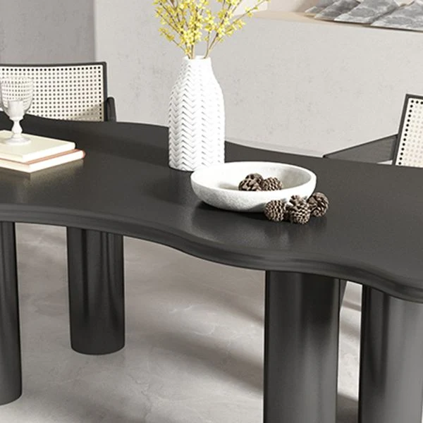 Table de conférence de bureau de forme irrégulière, bureau d'écriture en bois blanc/noir Clearhalo