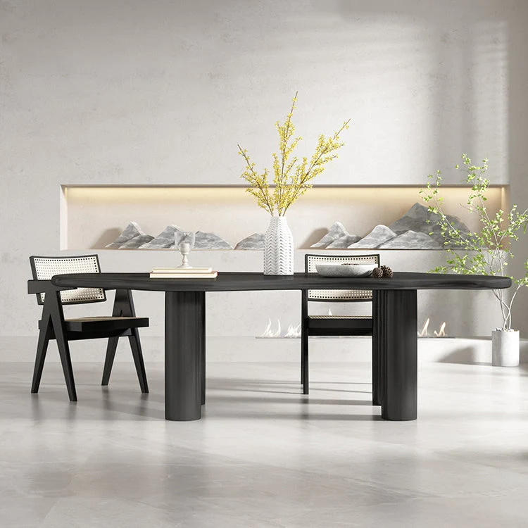 Table de conférence de bureau de forme irrégulière, bureau d'écriture en bois blanc/noir Clearhalo