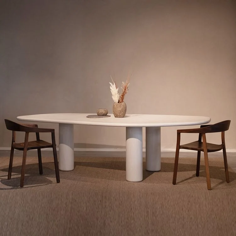 Table de conférence de bureau de forme irrégulière, bureau d'écriture en bois blanc Clearhalo