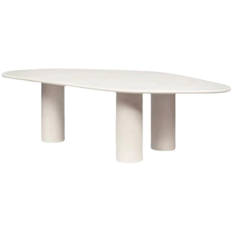 Table de conférence de bureau de forme irrégulière, bureau d'écriture en bois blanc Clearhalo