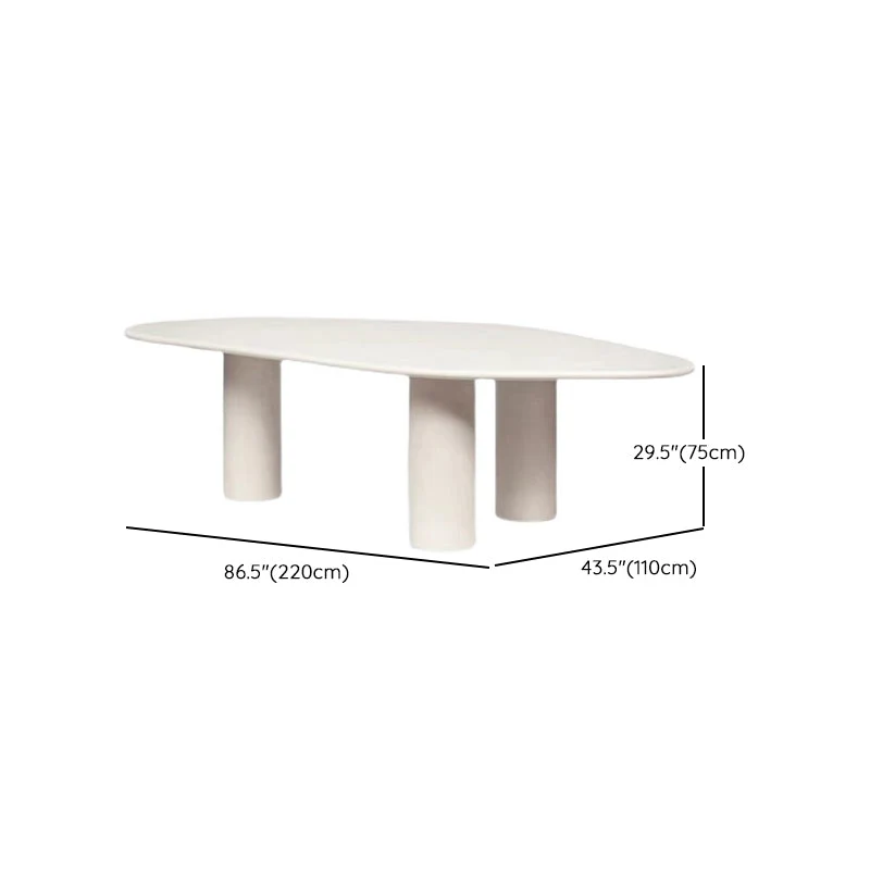 Table de conférence de bureau de forme irrégulière, bureau d'écriture en bois blanc Clearhalo