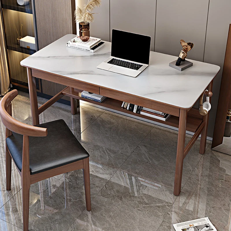 Table de conférence de bureau de forme rectangulaire, bureau d'écriture à 4 pieds pour la maison Clearhalo