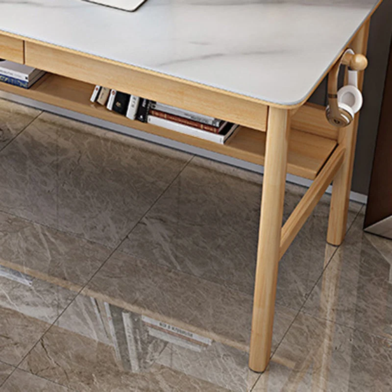 Table de conférence de bureau de forme rectangulaire, bureau d'écriture à 4 pieds pour la maison Clearhalo
