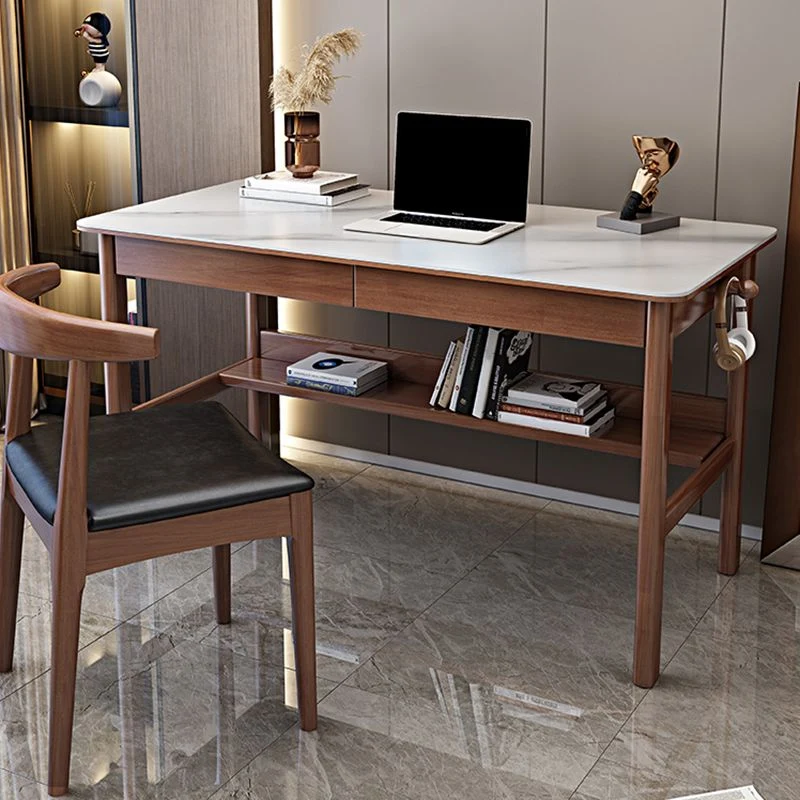 Table de conférence de bureau de forme rectangulaire, bureau d'écriture à 4 pieds pour la maison Clearhalo