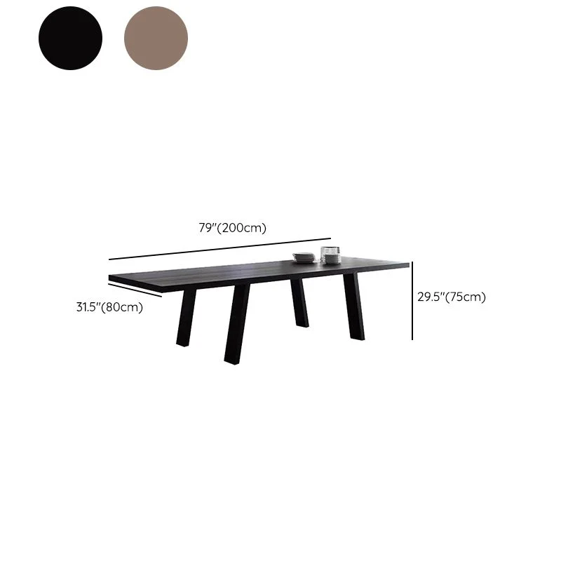 Table de conférence de bureau de forme rectangulaire, bureau d'écriture à 4 pieds en marron/noir Clearhalo