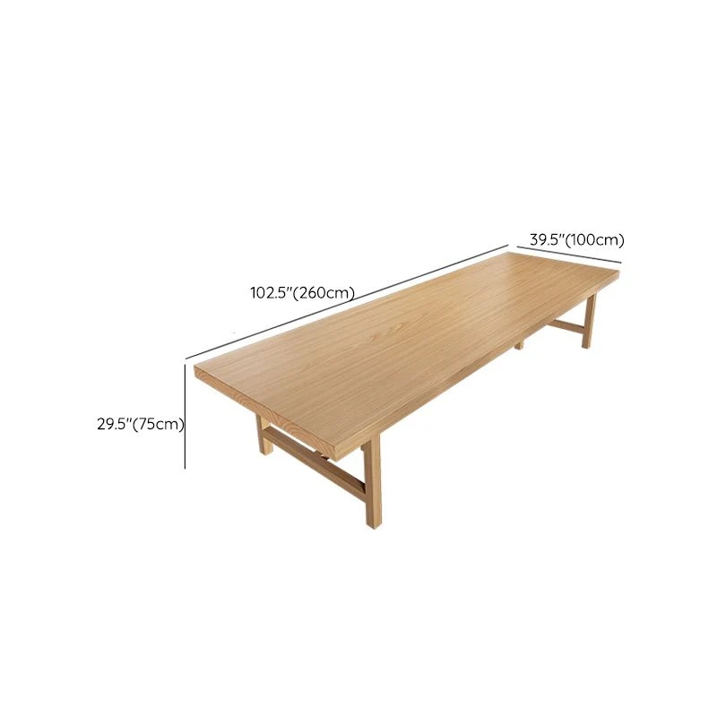 Table de conférence de bureau de forme rectangulaire, bureau de travail à 4 pieds en marron Clearhalo