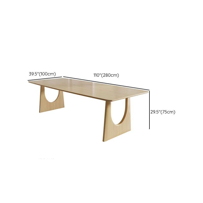Table de conférence de bureau de forme rectangulaire, bureau de travail en bois naturel Clearhalo