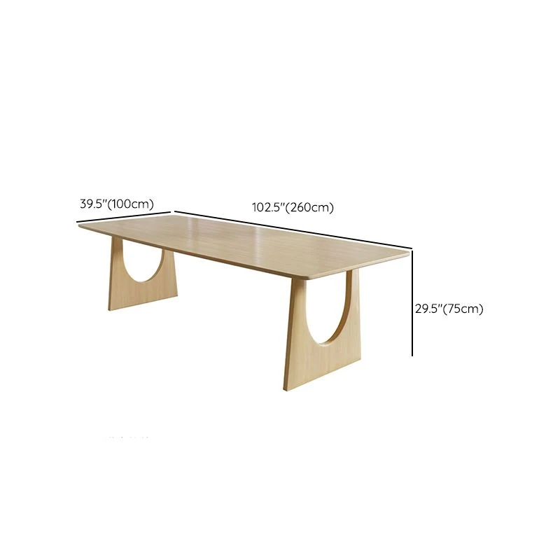 Table de conférence de bureau de forme rectangulaire, bureau de travail en bois naturel Clearhalo