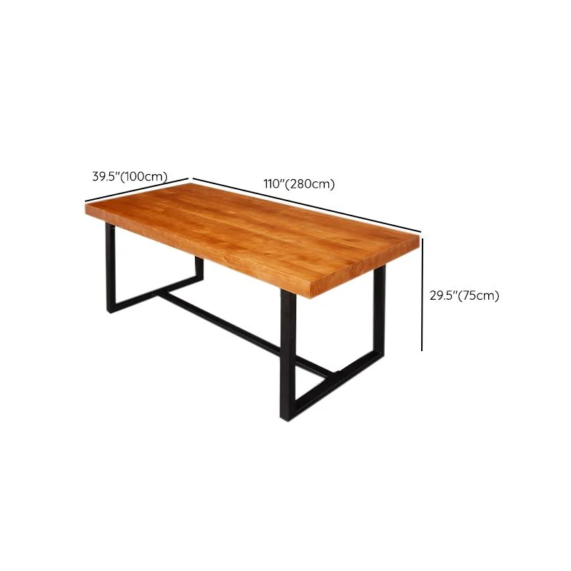 Table de conférence de bureau de forme rectangulaire, bureau d'écriture à 2 pieds en marron Clearhalo