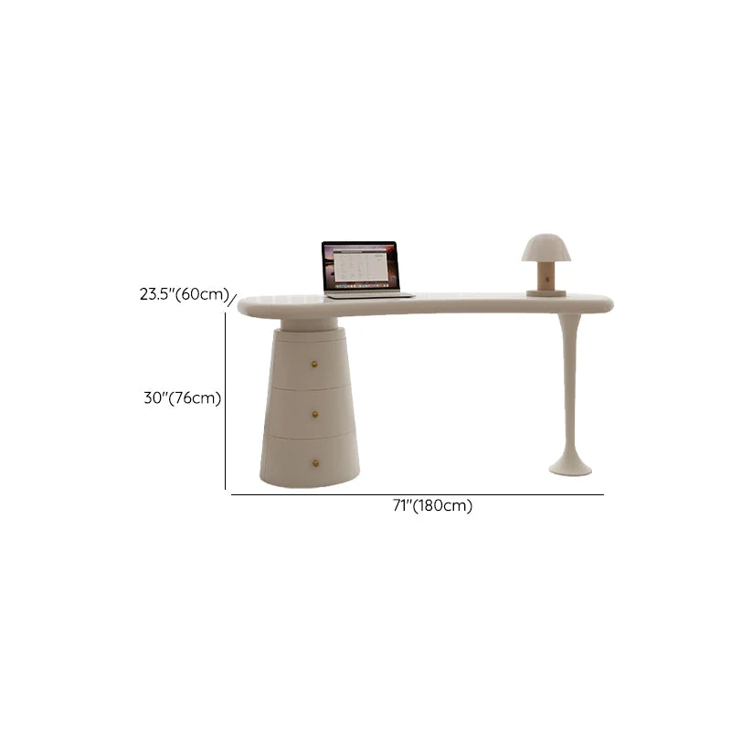 Table de conférence de forme libre, bureau d'écriture moderne en bois blanc Clearhalo