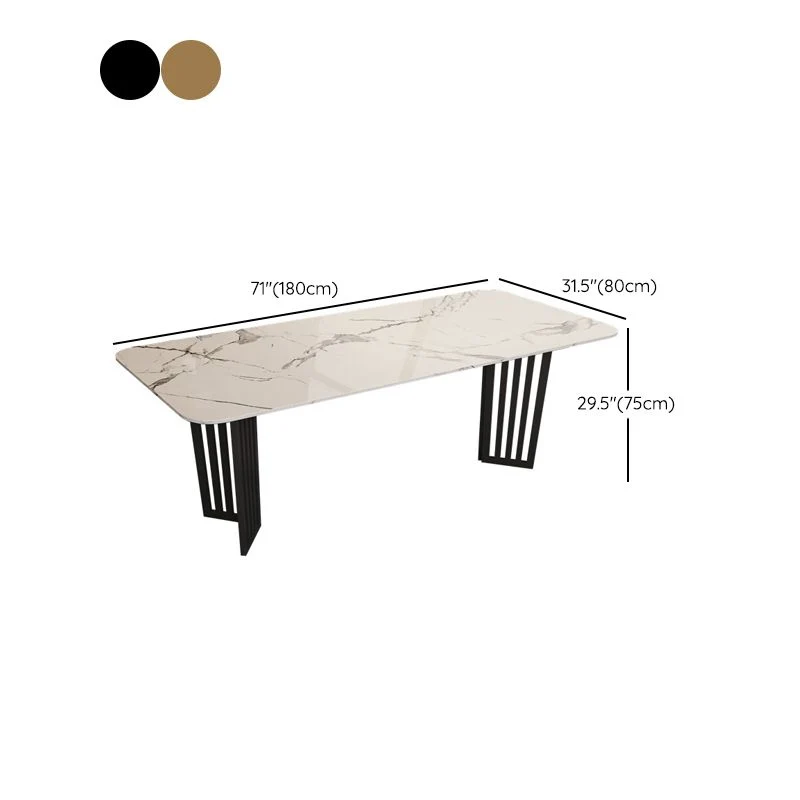Table de conférence de forme rectangulaire, bureau d'écriture à 2 pieds en blanc Clearhalo