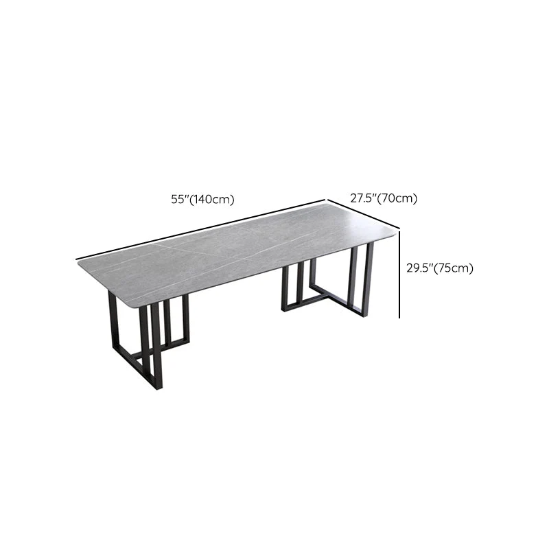 Table de conférence de forme rectangulaire, bureau d'écriture en bois gris Clearhalo