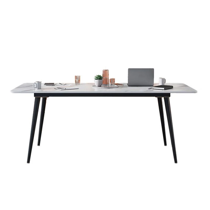 Table de conférence de forme rectangulaire de bureau en pierre de style moderne avec 4 pieds pour le bureau Clearhalo