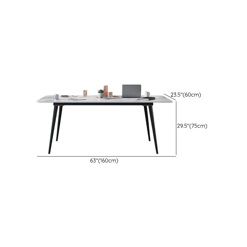 Table de conférence de forme rectangulaire de bureau en pierre de style moderne avec 4 pieds pour le bureau Clearhalo
