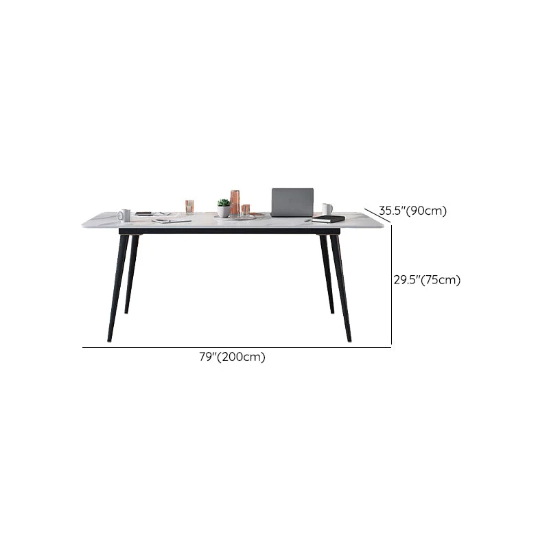 Table de conférence de forme rectangulaire de bureau en pierre de style moderne avec 4 pieds pour le bureau Clearhalo