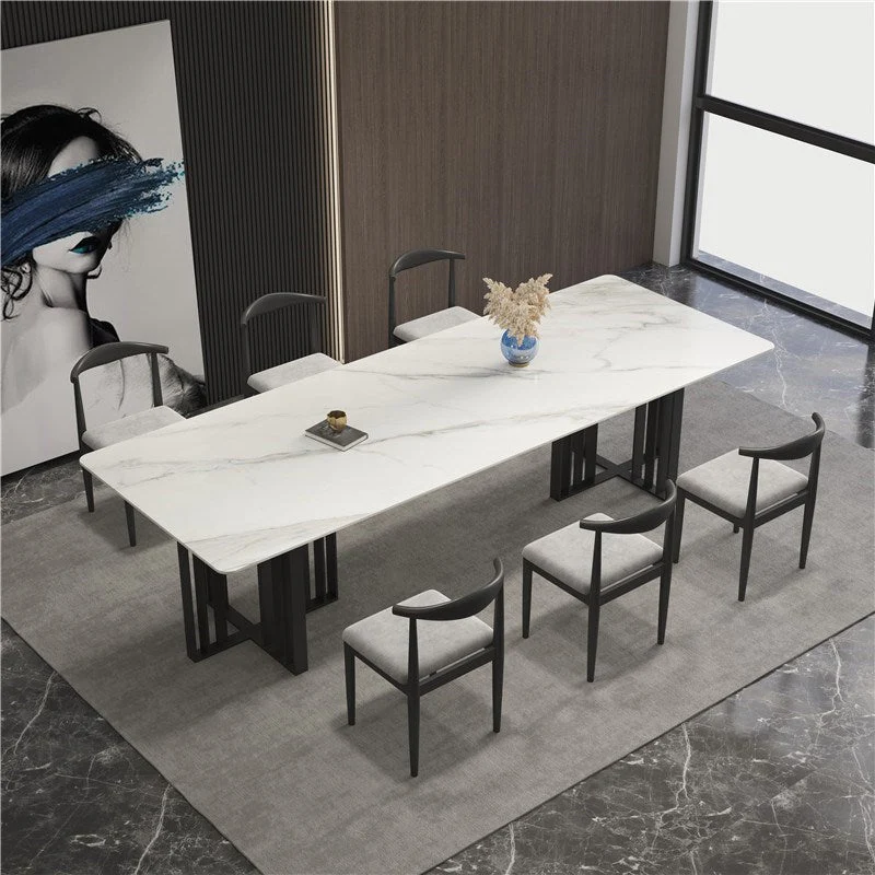 Table de conférence de forme rectangulaire de bureau de style moderne avec 2 pieds pour le bureau Clearhalo